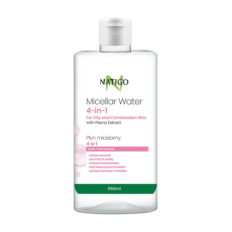 Apa micelara pentru ten gras si mixt cu extract de bujor, 650ml, Natigo — preț și oferte