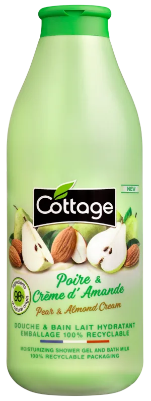 Gel de dus si Lapte de baie cu pere si migdale, 750ml, Cottage