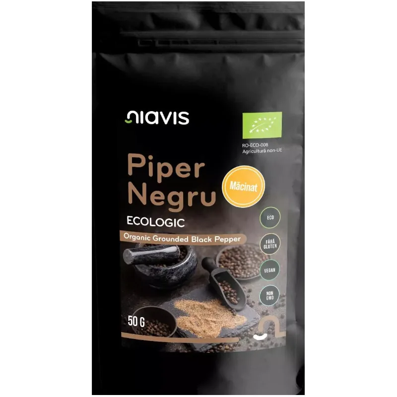 Piper negru macinat ecologic, 50g, Niavis — preț și oferte