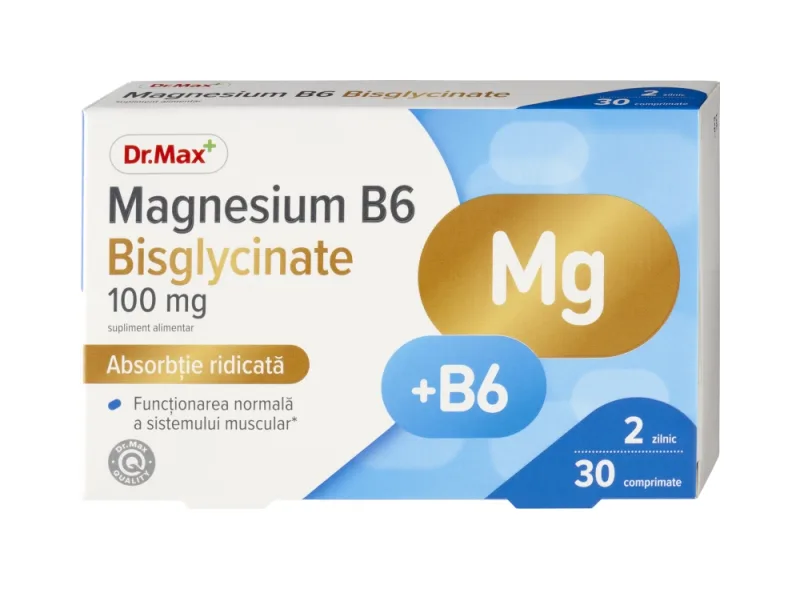 Dr. Max Magnesium B6 Bisglycinate, 30 comprimate filmate — preț și oferte