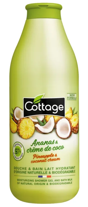 Gel de dus si Lapte de baie cu Ananas si Cocos, 750ml, Cottage