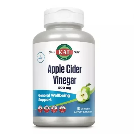 Apple Cider Vinegar Kal 500 mg, 60 tablete masticabile, Secom — preț și oferte