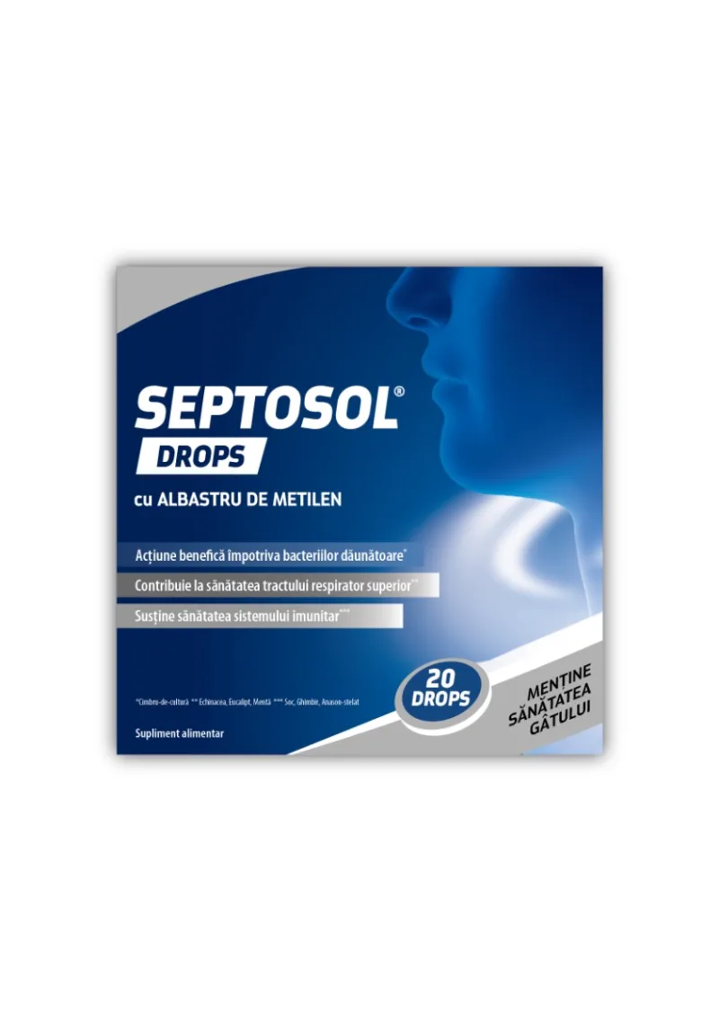 Septosol Drops cu albastru de metilen, 20 dropsuri, Biofarm — preț și oferte