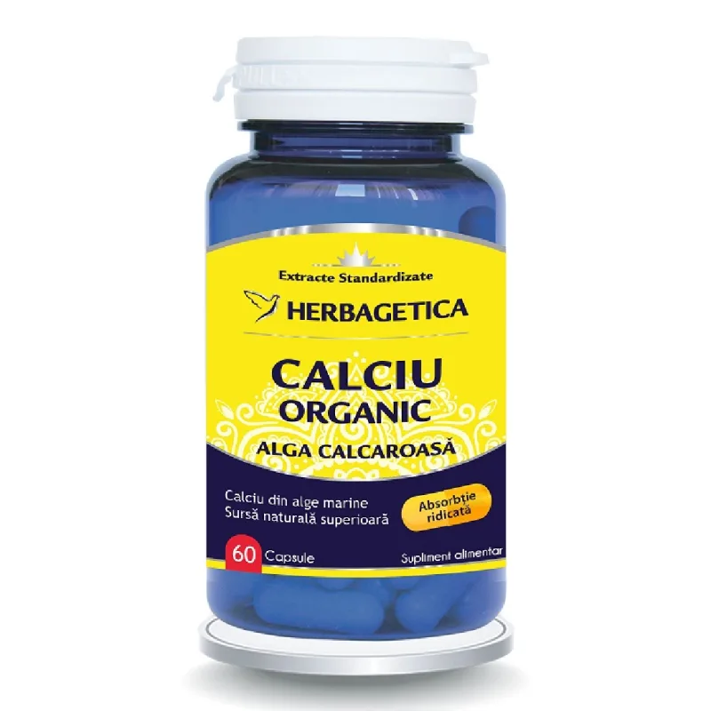 Calciu Organic cu alga calcaroasa, 60 capsule, Herbagetica — preț și oferte