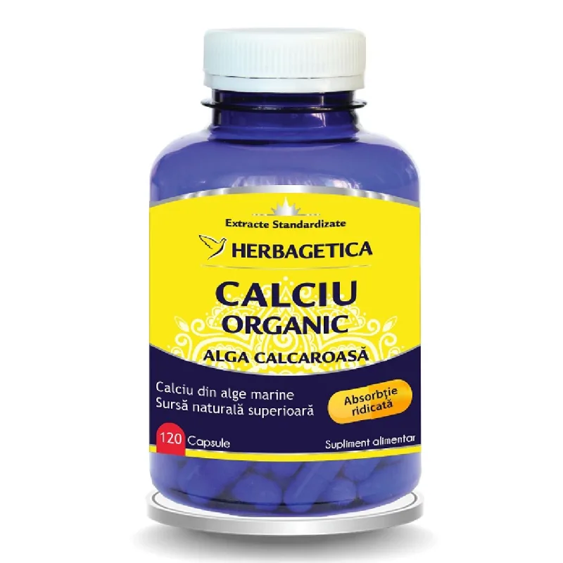 Calciu Organic cu alga calcaroasa, 120 capsule, Herbagetica — preț și oferte