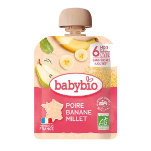 Piure de pere cu banane si mei, 90g, BabyBio