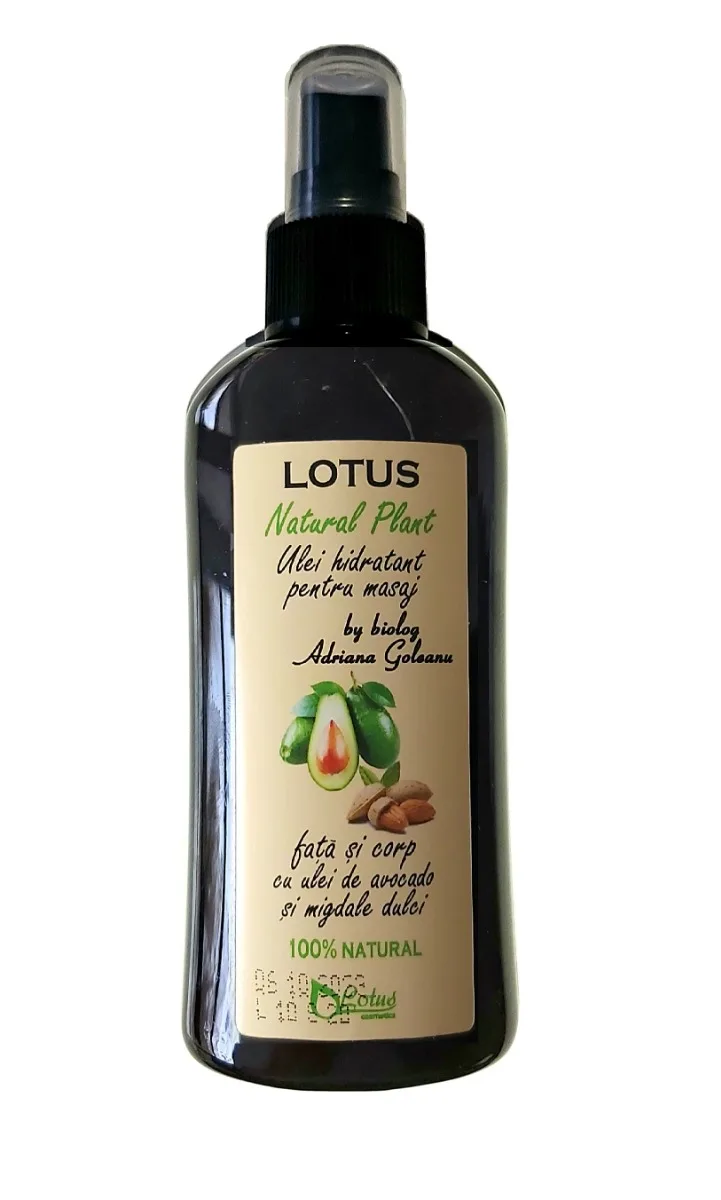 Ulei hidratant pentru masaj corp cu ulei de avocado si migdale dulci Natural Plant, 150ml, Lotus Cosmetics — preț și oferte