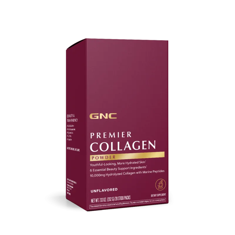 Premier Collagen Powder Formula Premium de Colagen fara Aroma, 20 plicuri x 10.01g, GNC — preț și oferte
