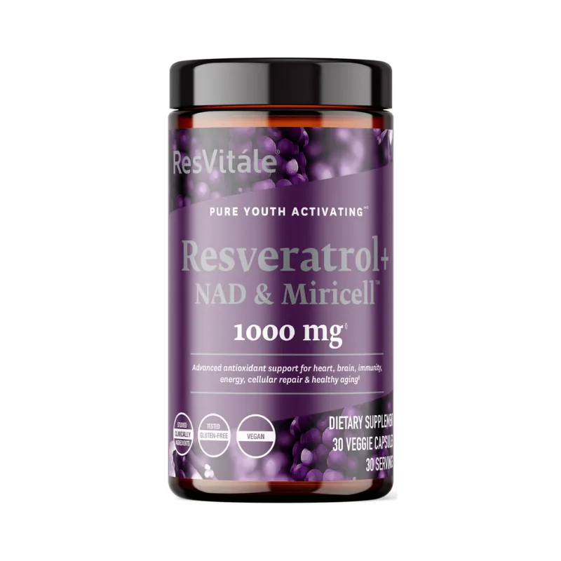 Suport anti-aging la nivel celular ResVitale Resveratrol + NAD & Miricell, 30 capsule, GNC — preț și oferte