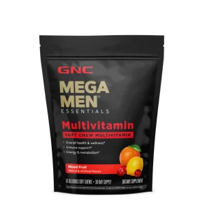 Complex de multivitamine pentru barbati cu gust de fructe asortate Mega Men® Soft Chews, 60 caramele, GNC
