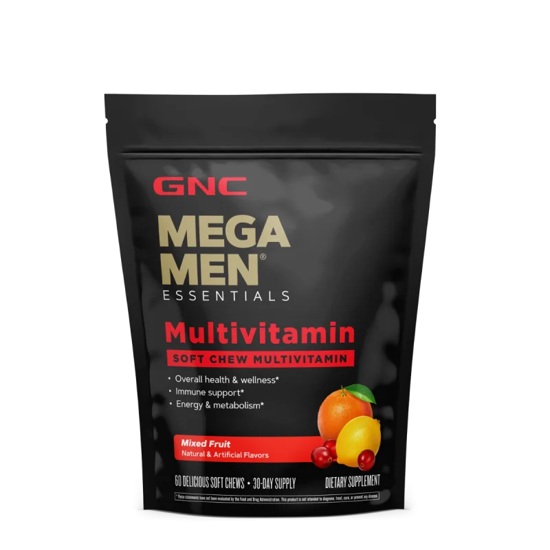 Complex de multivitamine pentru barbati cu gust de fructe asortate Mega Men® Soft Chews, 60 caramele, GNC — preț și oferte