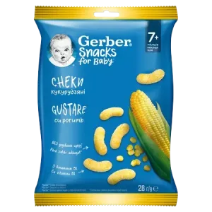 Gustare cu porumb de la 7 luni, 28g, Gerber