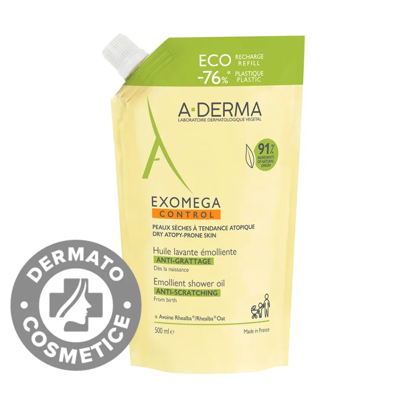 Ulei de dus rezerva Eco Reffil Exomega Control, 500ml, A-Derma — preț și oferte