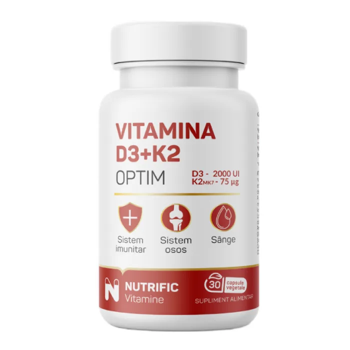 Vitamina D3 2000UI si K2 75mcg Optim, 30 capsule, Nutrific — preț și oferte