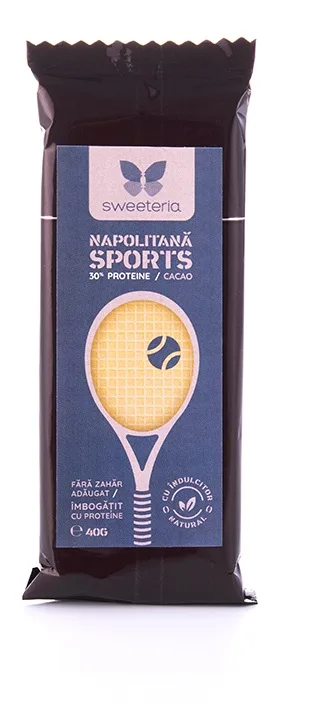 Napolitane Sports cu 30% proteine cacao indulcitor, 40g, Sweeteria — preț și oferte