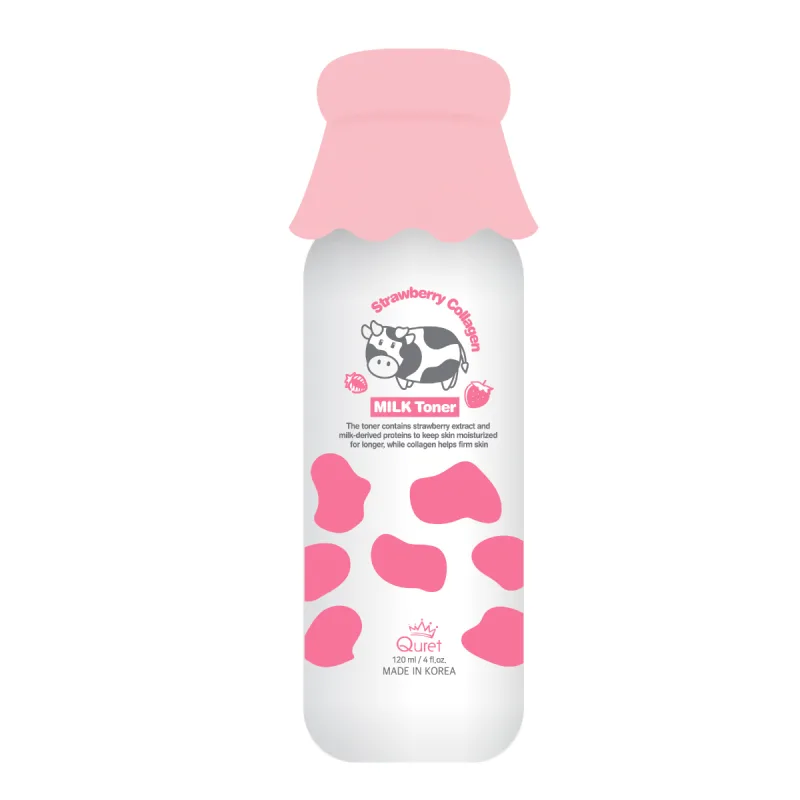 Toner facial cu lapte si colagen & capsuni, 120ml, Quret — preț și oferte
