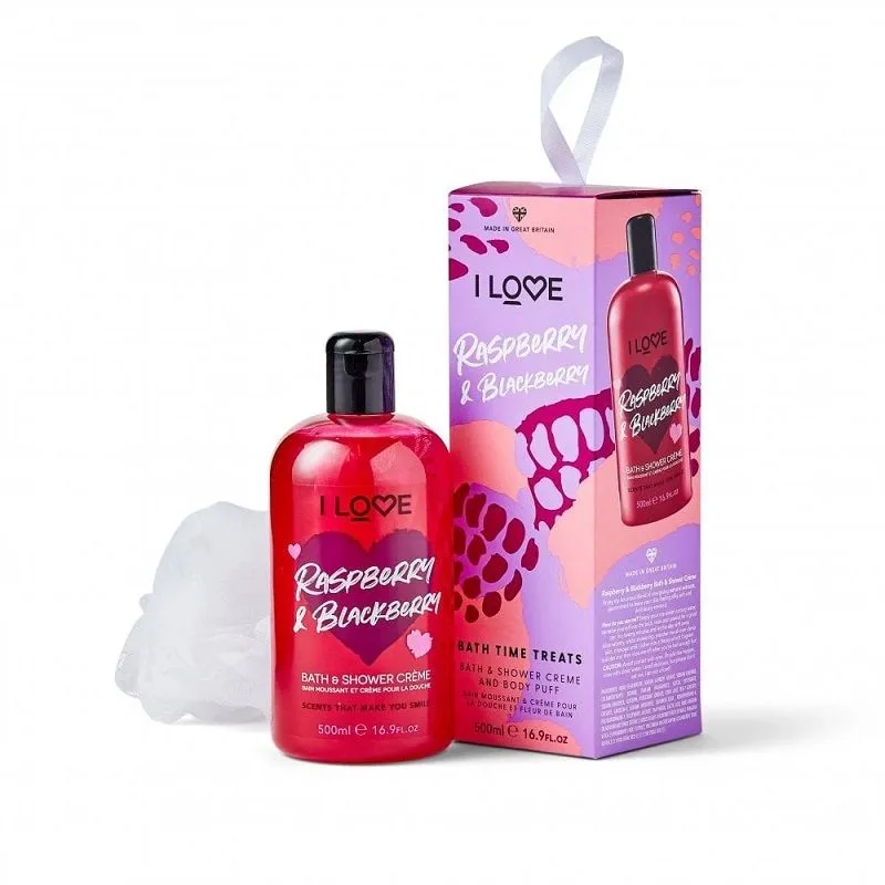 Set gel de dus + burete Raspberry Blackberry Originals, 1 bucata, I Love Cosmetics — preț și oferte