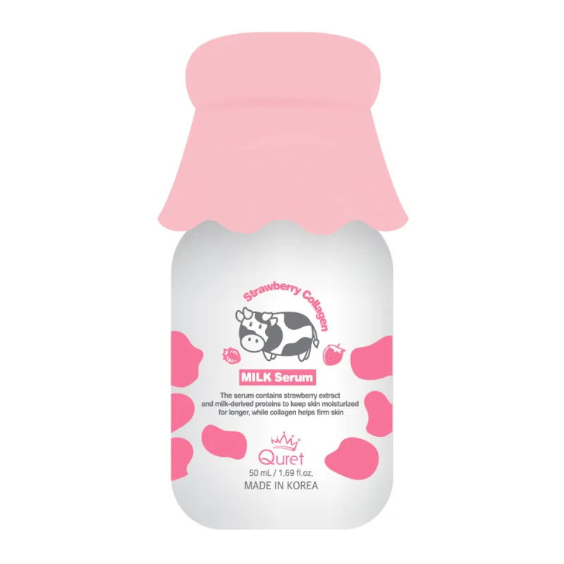 Ser facial cu lapte si colagen & capsuni, 50ml, Quret — preț și oferte