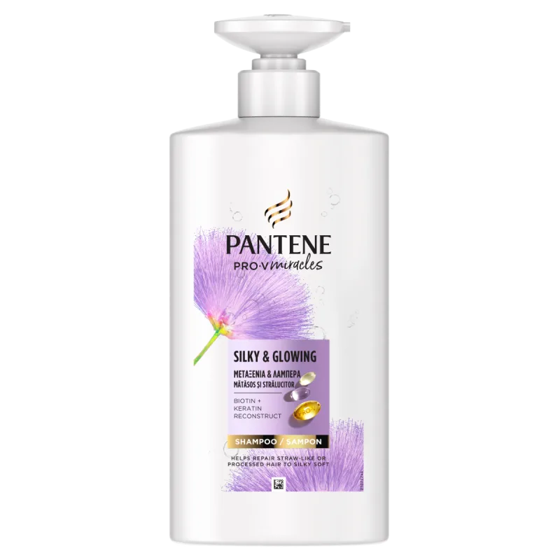 Sampon pentru par uscat tratat sau decolorat Silky & Glowing, 500ml, Pantene — preț și oferte