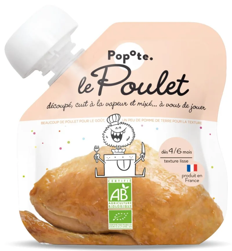Piure cu carne de pui 4-6 luni Bio, 60g, Popote — preț și oferte
