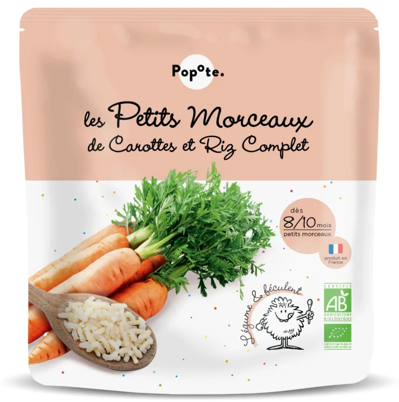 Mancare cu morcovi si orez brun 8-10 luni Bio, 190g, Popote — preț și oferte