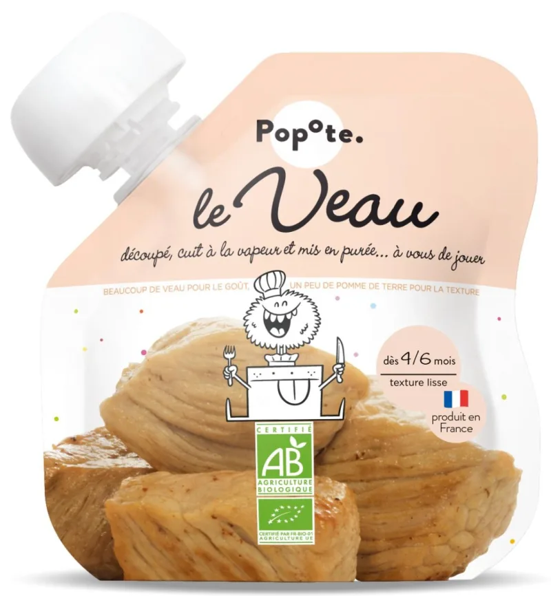 Piure cu carne de vitel 4 luni+ Bio, 60g, Popote — preț și oferte