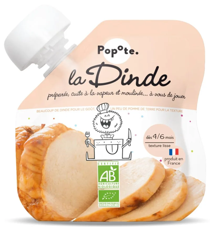 Piure cu carne de curcan 4-6 luni Bio, 60g, Popote — preț și oferte