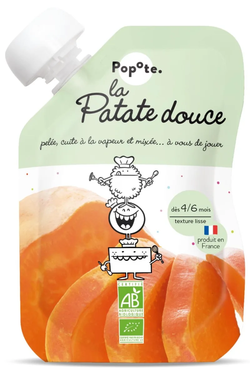 Piure cu cartofi dulci Bio, 4-6 luni, 120g, Popote — preț și oferte