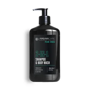 Sampon si gel de dus pentru barbati 2in1cu ulei de argan si cafeina, 400ml, Arganicare