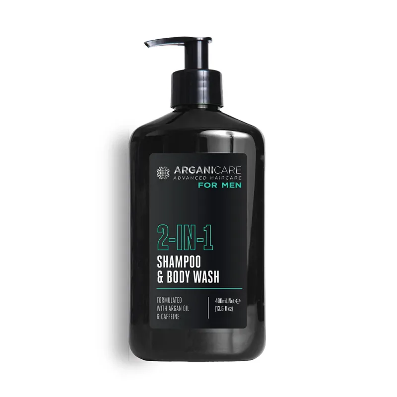 Sampon si gel de dus pentru barbati 2in1cu ulei de argan si cafeina, 400ml, Arganicare — preț și oferte