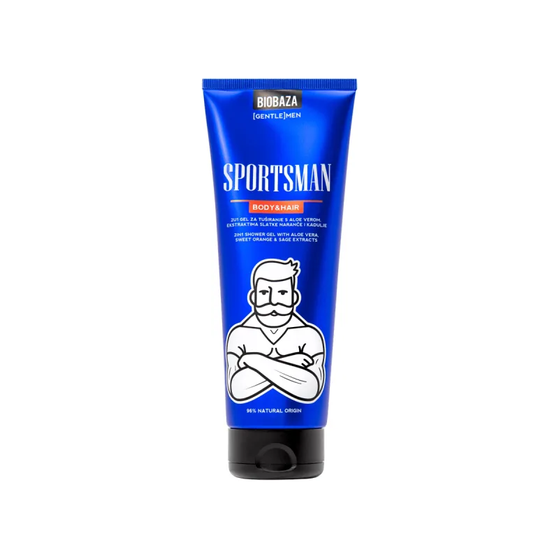 Gel de dus si sampon pentru barbati cu aloe vera, portocale & salvie Sportsman, 220ml, Biobaza — preț și oferte