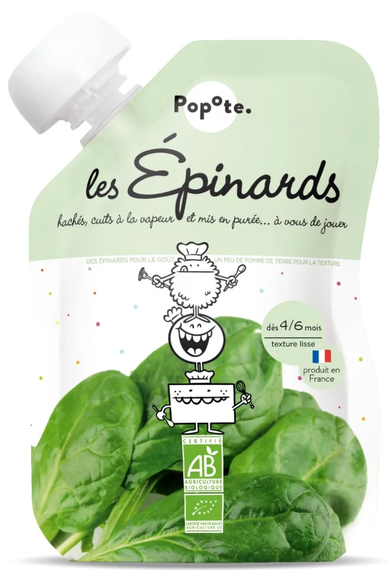 Piure cu spanac 4-6 luni Bio, 120g, Popote — preț și oferte