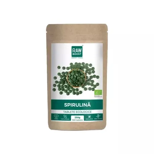 Spirulina ecologica 250g, 500 tablete, Rawboost — preț și oferte