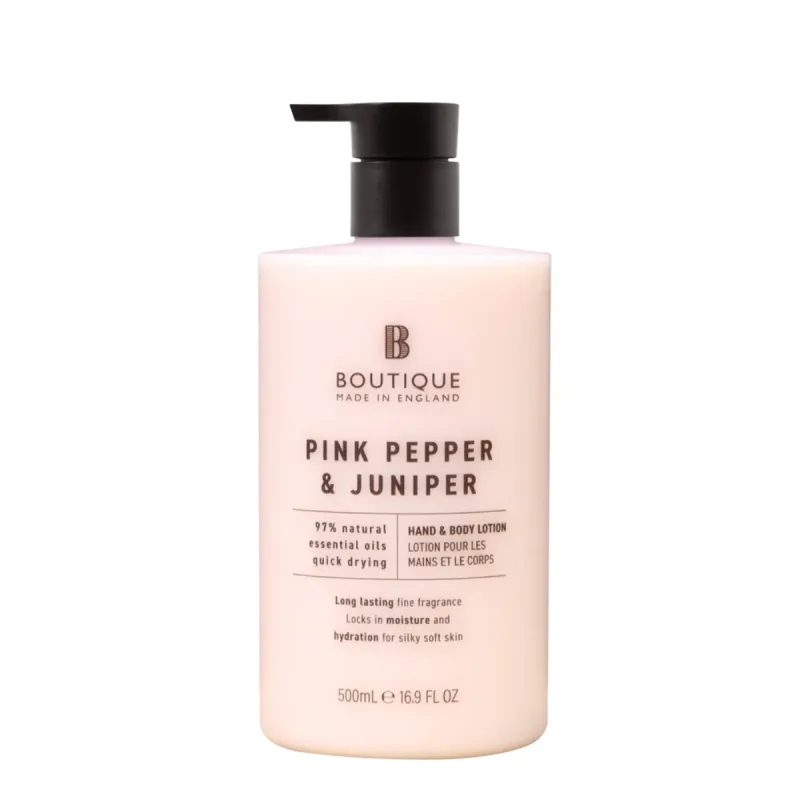 Lotiune pentru maini si corp cu parfum de Piper roz & Ienupar, 500ml, Boutique — preț și oferte