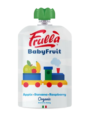 Piure pentru copii din mar banana si zmeura Baby Fruit Bio, 100g, Frulla