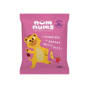 Pufuleti cu capsuni si banana Bio, 20g, Num Nums