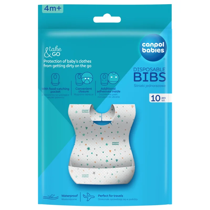 Bavete impermeabile de unica folosinta cu buzunar, 10 bucati, Canpol babies — preț și oferte