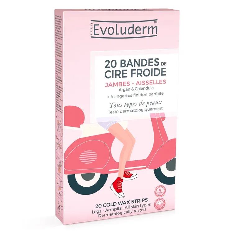 Benzi depilatoare cu ceara rece pentru picioare si axile, 20 bucati, Evoluderm — preț și oferte