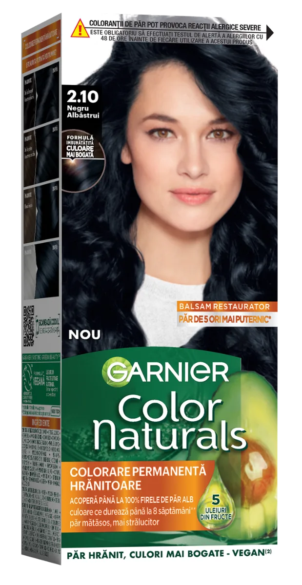 Vopsea de par permanenta Color Naturals 2.10 Negru Albastrui, 112ml, Garnier — preț și oferte