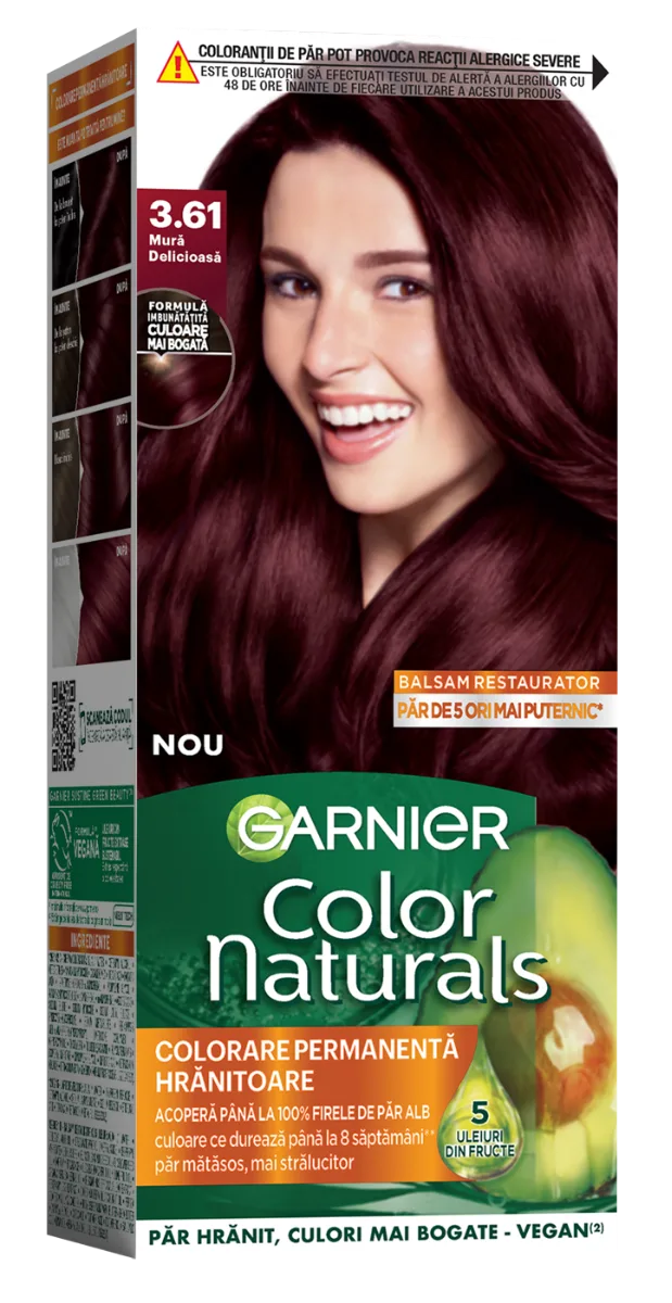 Vopsea de par permanenta Color Naturals 3.61 Mura Delicioasa, 112ml, Garnier — preț și oferte