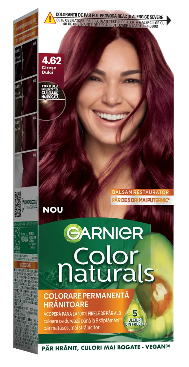 Vopsea de par permanenta Color Naturals 4.62 Cirese Dulci, 112ml, Garnier — preț și oferte