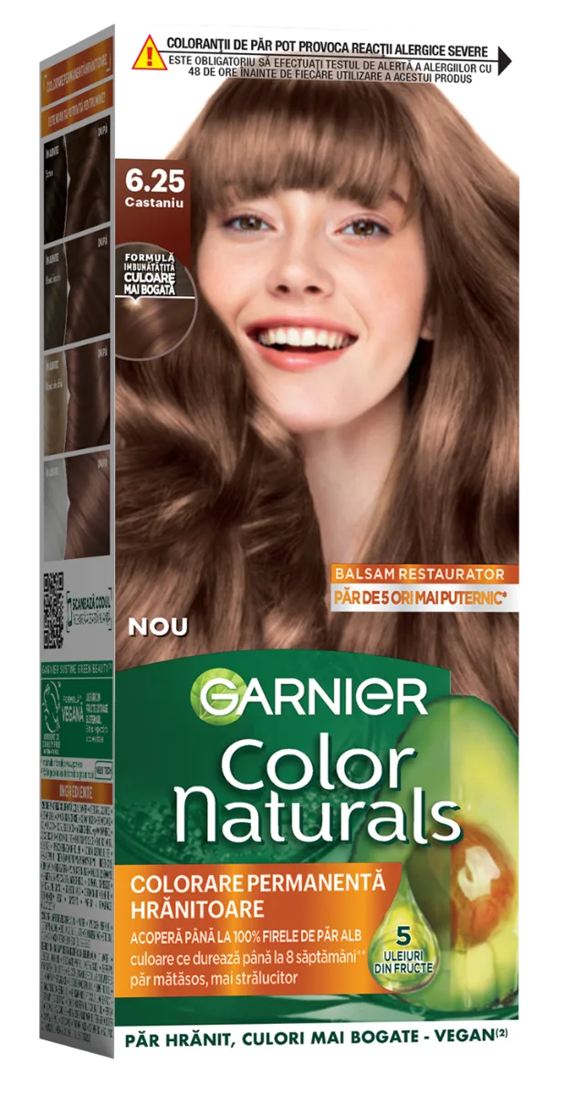 Vopsea de par permanenta Color Naturals 6.25 Castaniu, 112ml, Garnier — preț și oferte