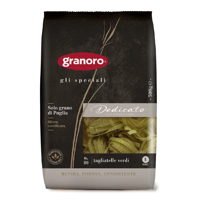 Paste Tagliatelle Dedicato, verdi N.80, 500g, Granoro — preț și oferte