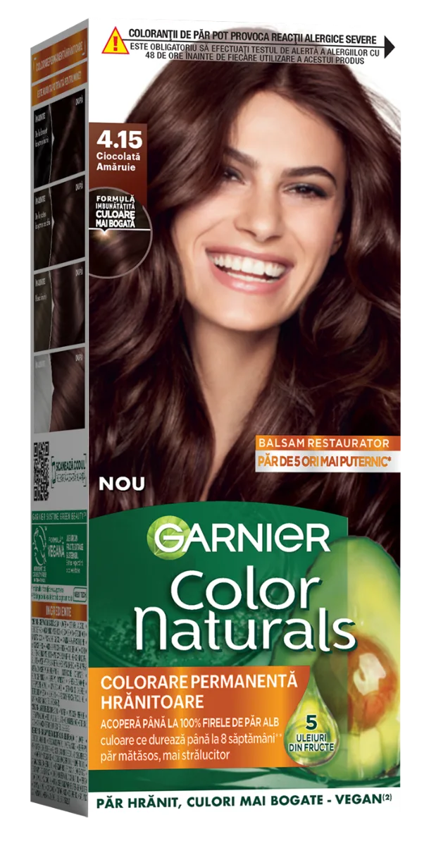 Vopsea de par permanenta Color Naturals 4.15 Ciocolata Amaruie, 112ml, Garnier — preț și oferte