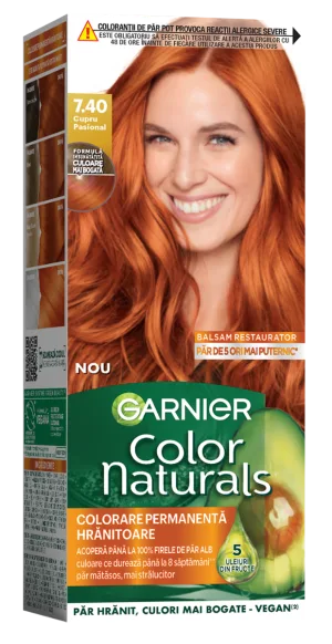 Vopsea de par permanenta Color Naturals 7.40 Cupru Pasional, 112ml, Garnier