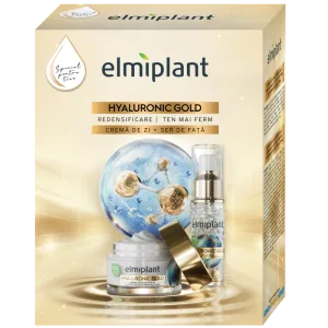 Pachet Hyaluronic Gold Crema de zi 30ml + Ser de fata 30ml, 1 bucata, Elmiplant