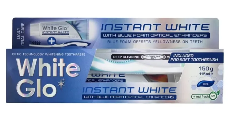 Pasta de dinti cu periuta Instant White, 115ml, White Glo — preț și oferte