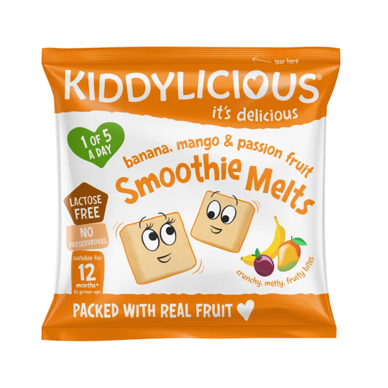Gustare din bucati de piure de fructe cu banana mango si fructul pasiunii +12 luni, 6g, Kiddylicious — preț și oferte