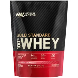 Pudra proteica 100% Whey Gold Standard Capsuni, 450g, Optimum Nutrition