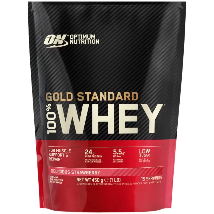 Pudra proteica 100% Whey Gold Standard Capsuni, 450g, Optimum Nutrition — preț și oferte